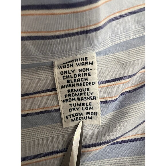 Ralph Lauren Shirt Mens Large 17, 36/37 Yarmouth Blue White Orange Vintage 80s - Picture 7 of 10